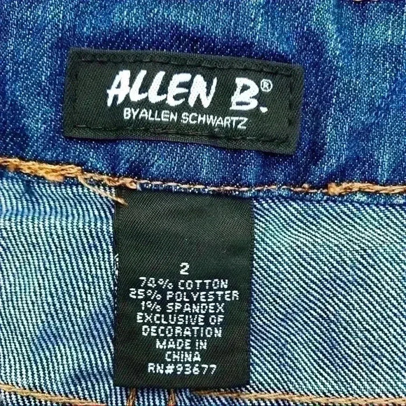 ALLEN B Faded Bleached Midrise Stretch Raw Hem Denim Jean Shorts Size 2 - Picture 11 of 13